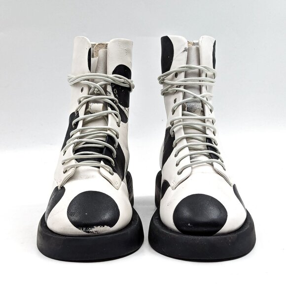 Marsell Women Gomello Polka Dots Screen Print Leather Boots 7US EUR37 - Picture 6 of 10